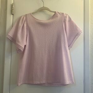 LOFT Light Pink Blouse with Lace Trim